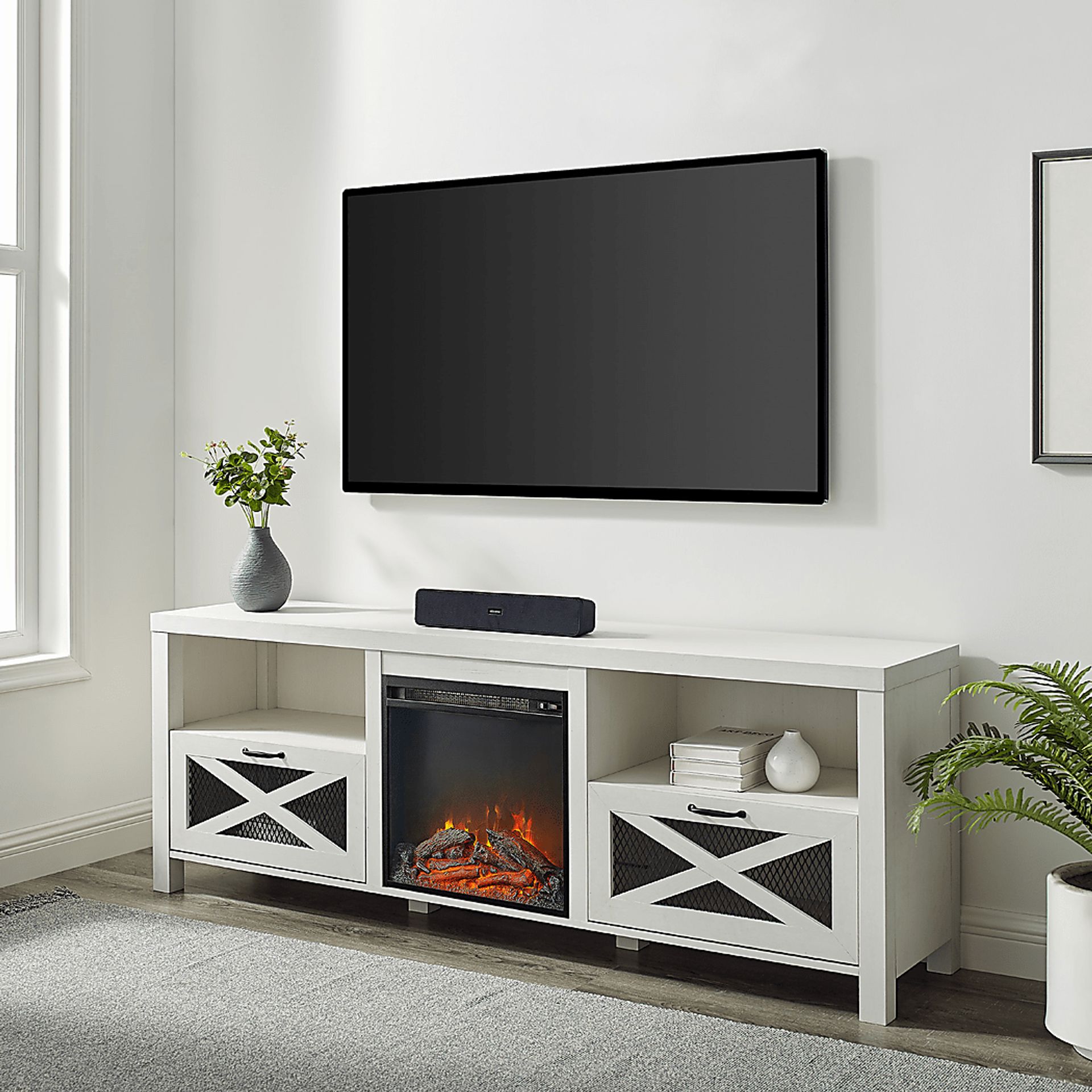 Chromite White 70 in. Console With Electric Fireplace - Image 4