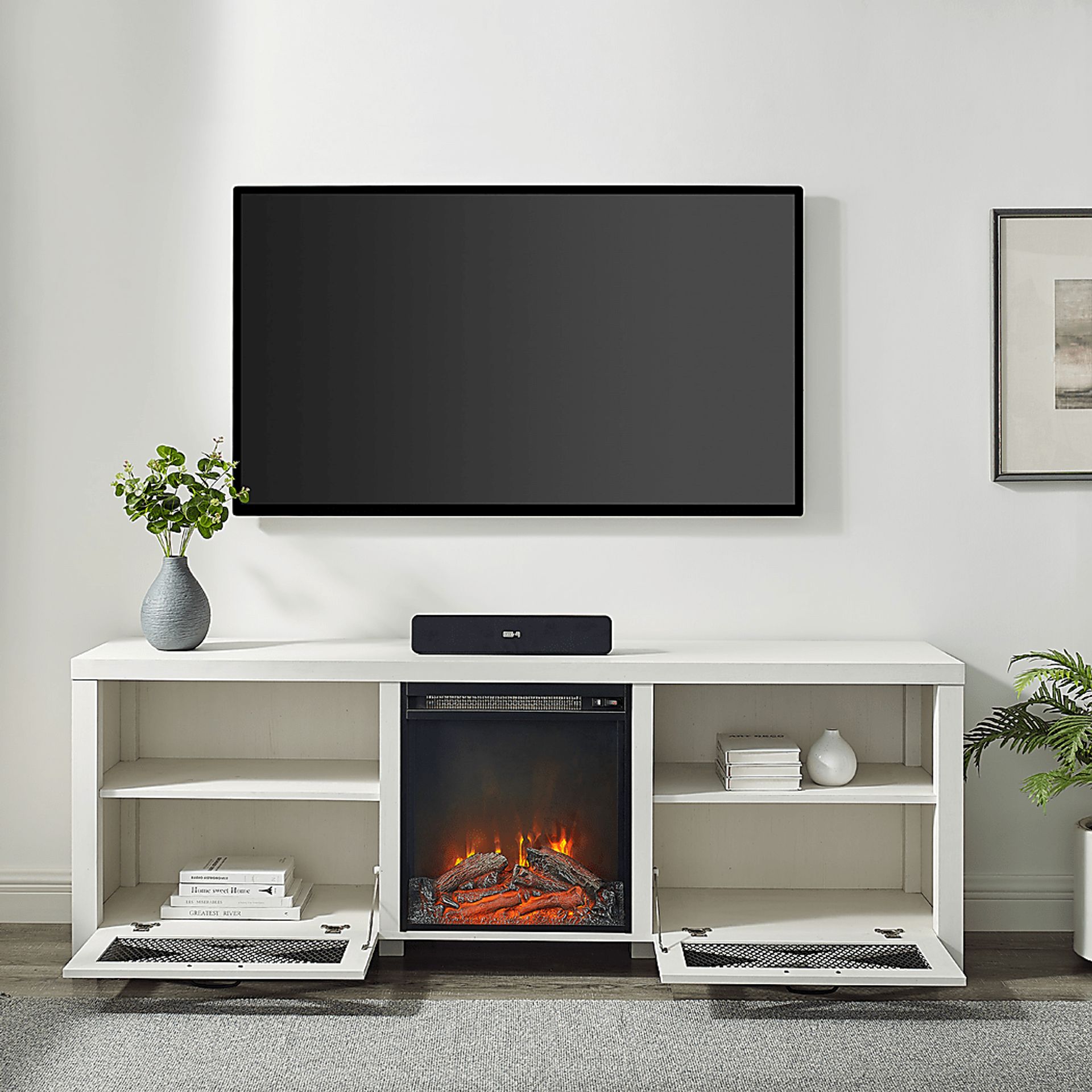 Chromite White 70 in. Console With Electric Fireplace - Image 6