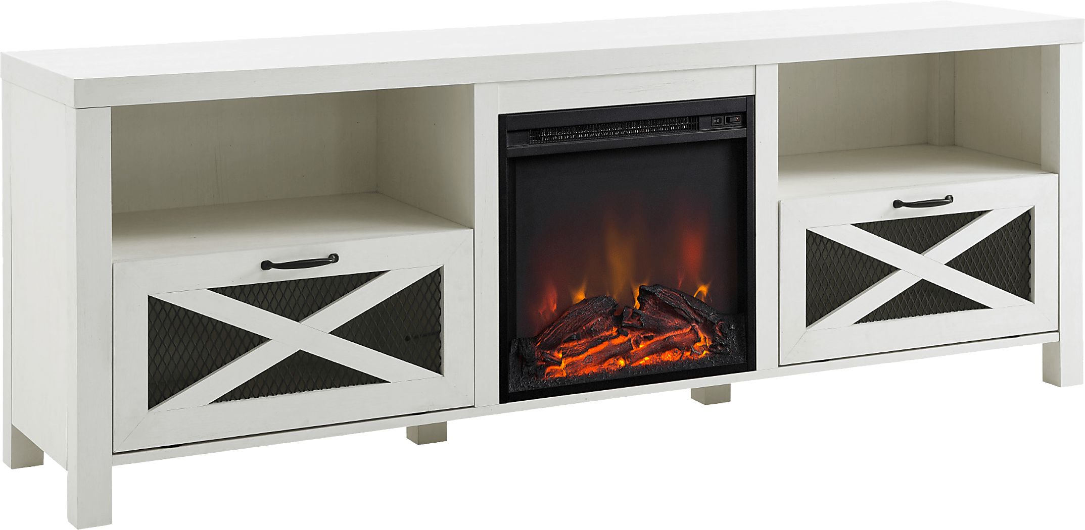 Chromite White 70 in. Console With Electric Fireplace Rooms To Go