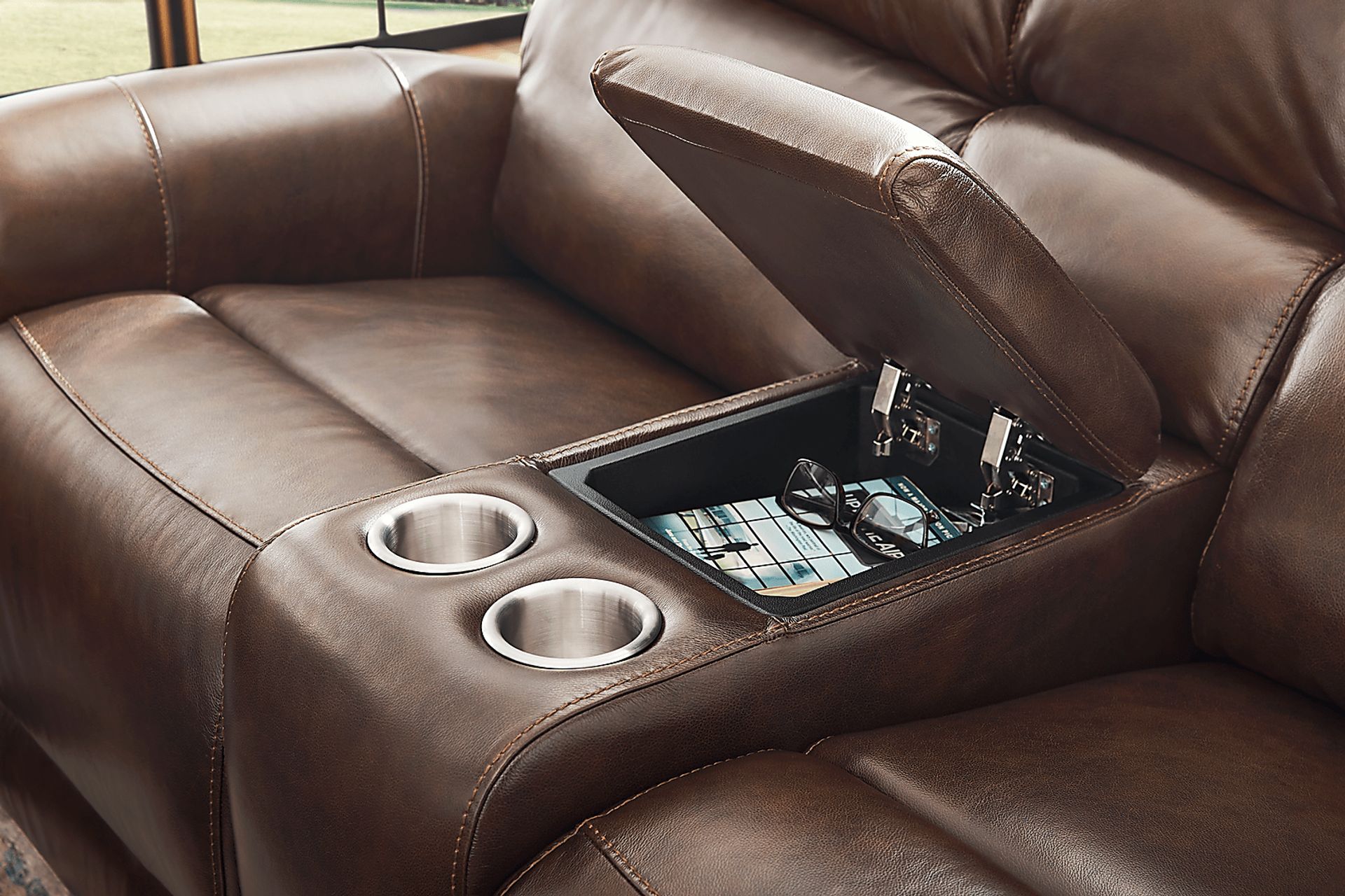 Churchill Brown Dual Power Reclining Loveseat - Image 7