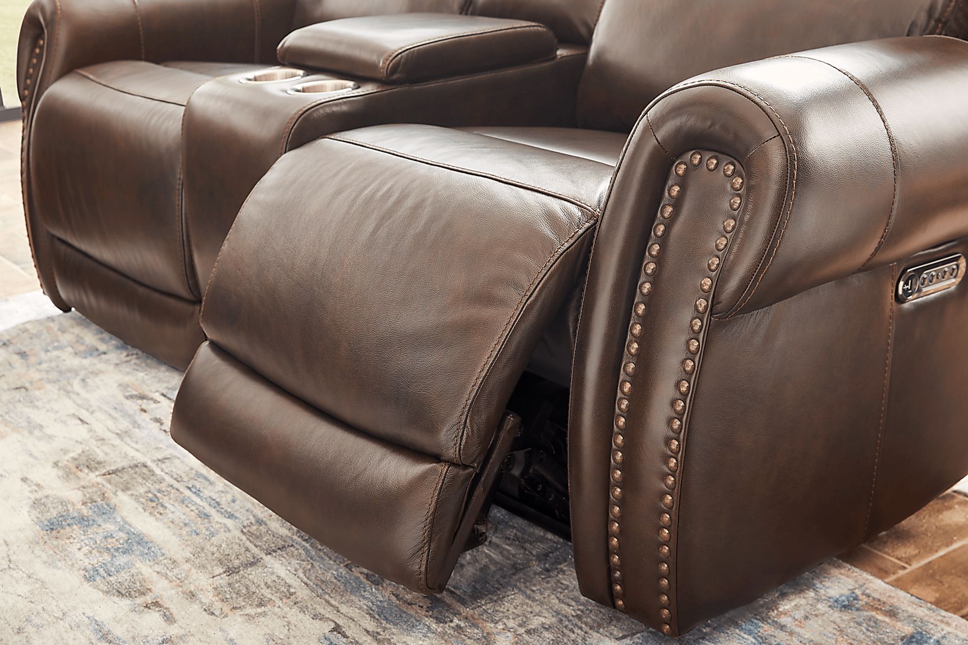 Churchill Brown Dual Power Reclining Loveseat - Image 6