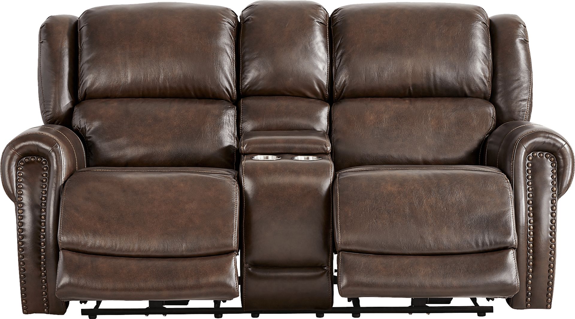 Churchill Brown Dual Power Reclining Loveseat - Image 1