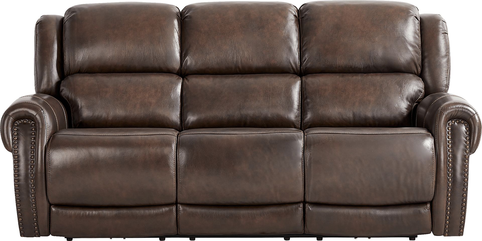 Churchill Brown 2 Pc Leather Living Room with Dual Power Reclining Sofa - Image 3