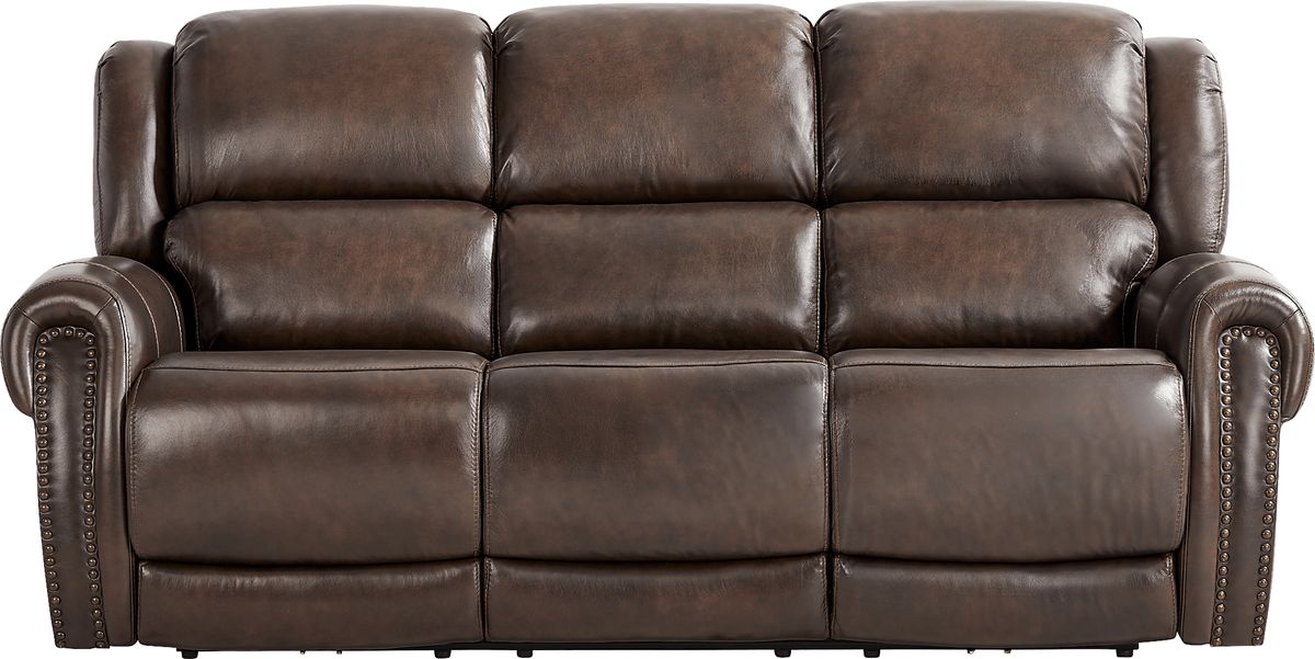 Churchill 8 Pc Brown Leather Dual Power Reclining Living Room Set With ...
