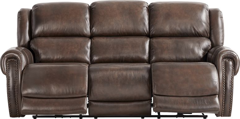 Churchill Brown Dual Power Reclining Leather Sofa