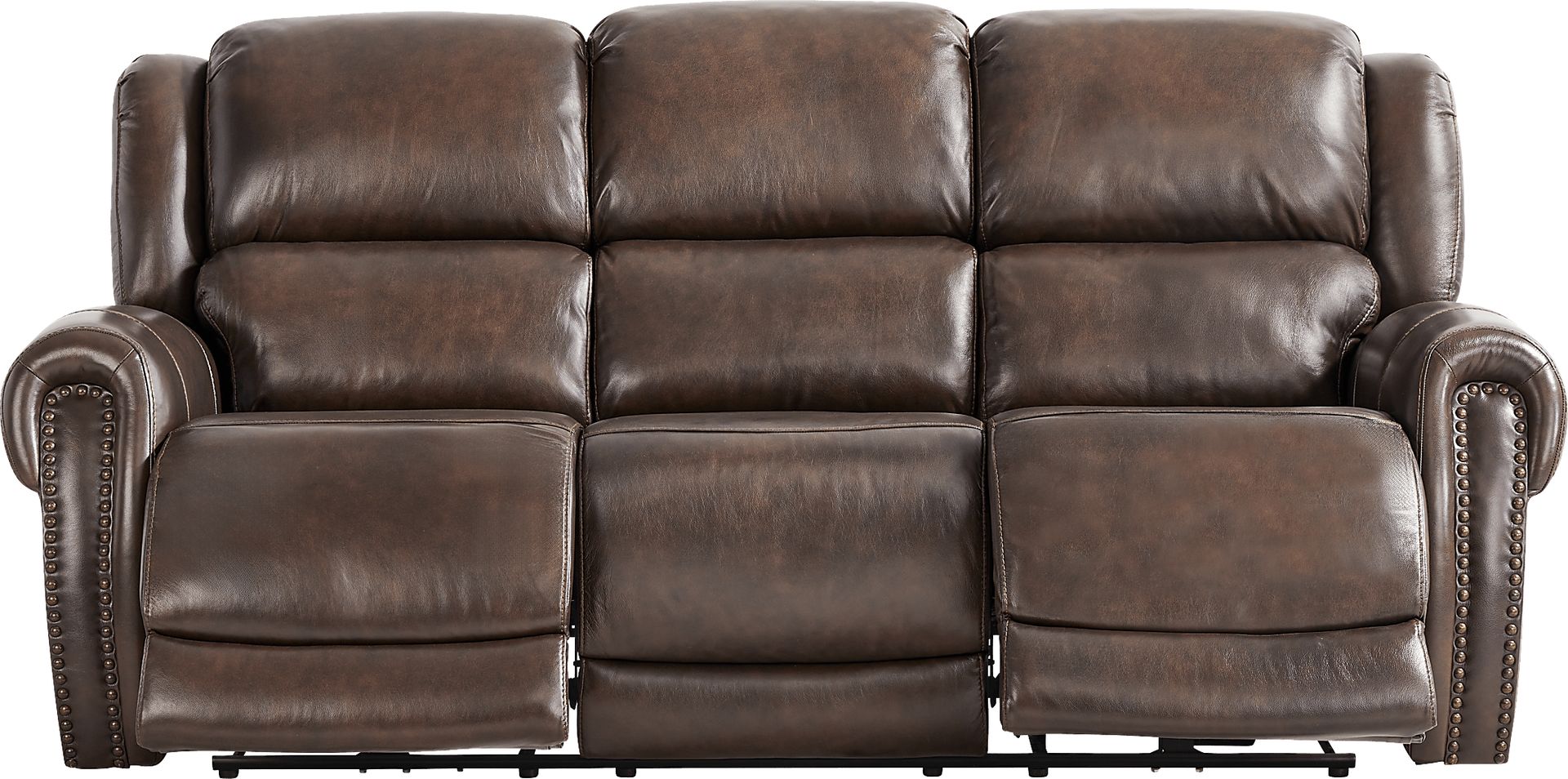 Churchill Brown 2 Pc Leather Living Room with Dual Power Reclining Sofa - Image 2