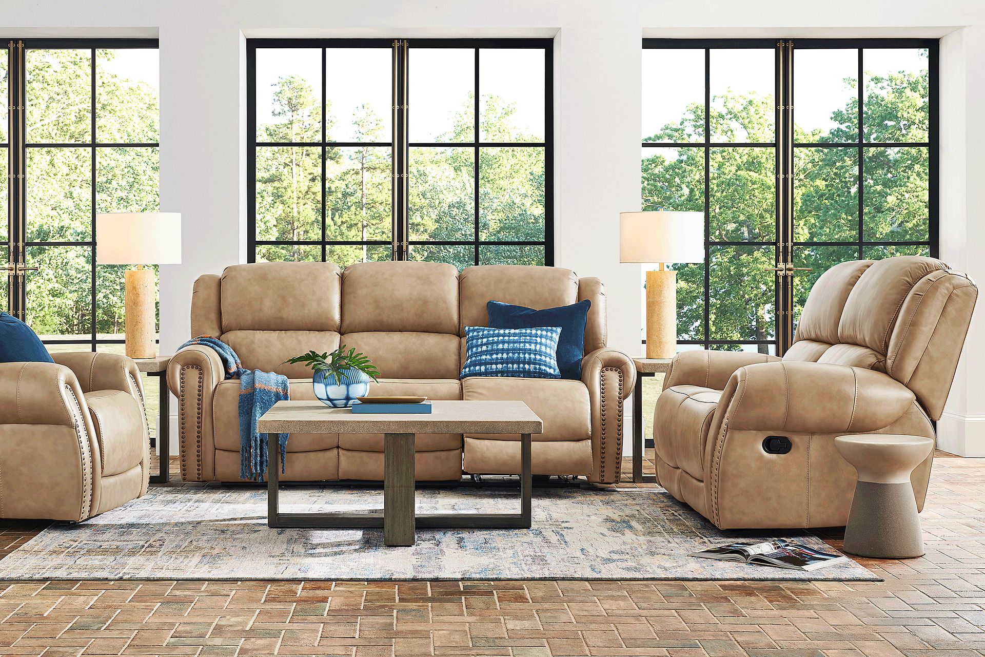 Churchill Taupe Dual Power Reclining Sofa - Image 2
