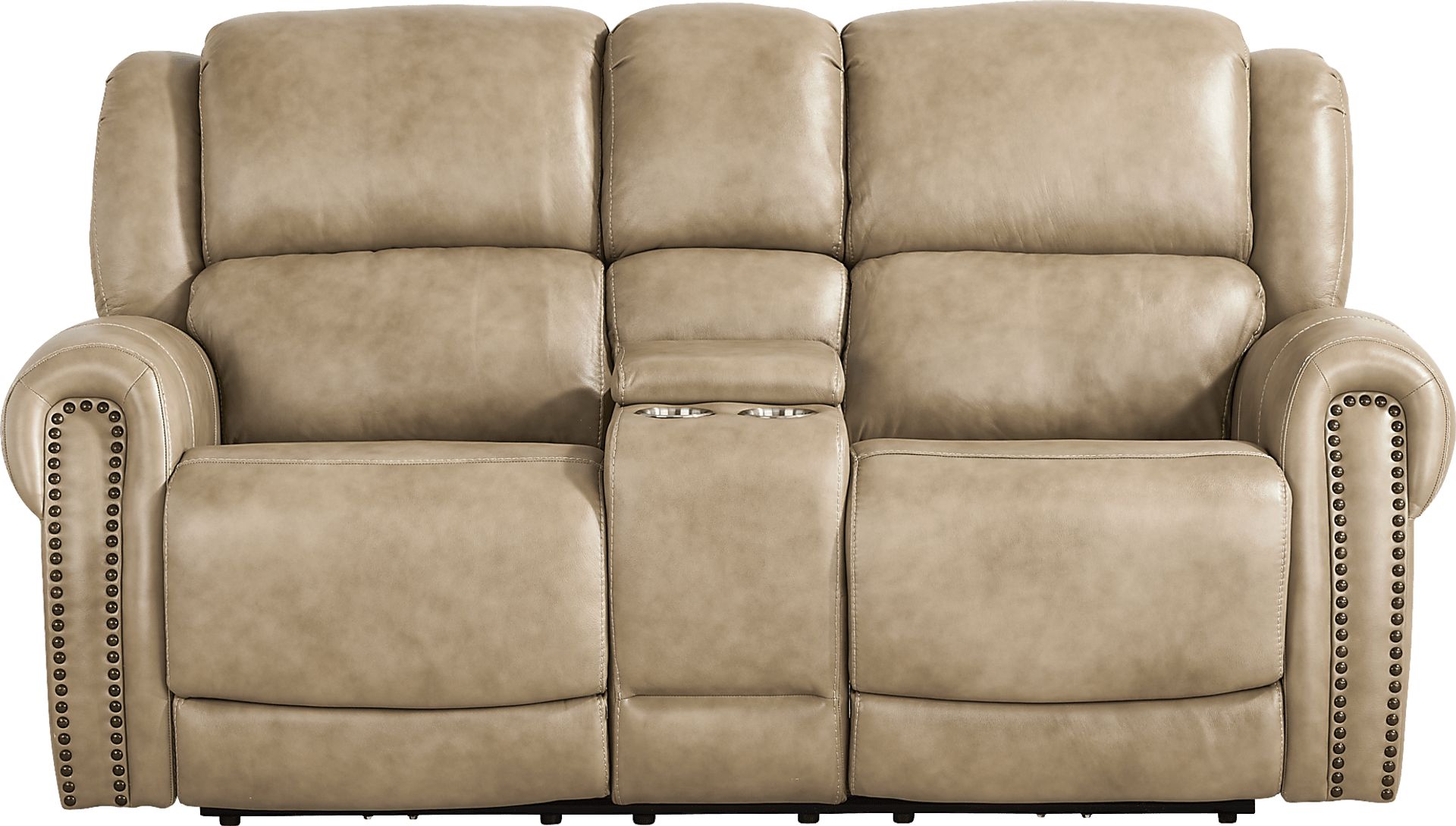 Churchill Taupe Dual Power Reclining Loveseat - Image 2