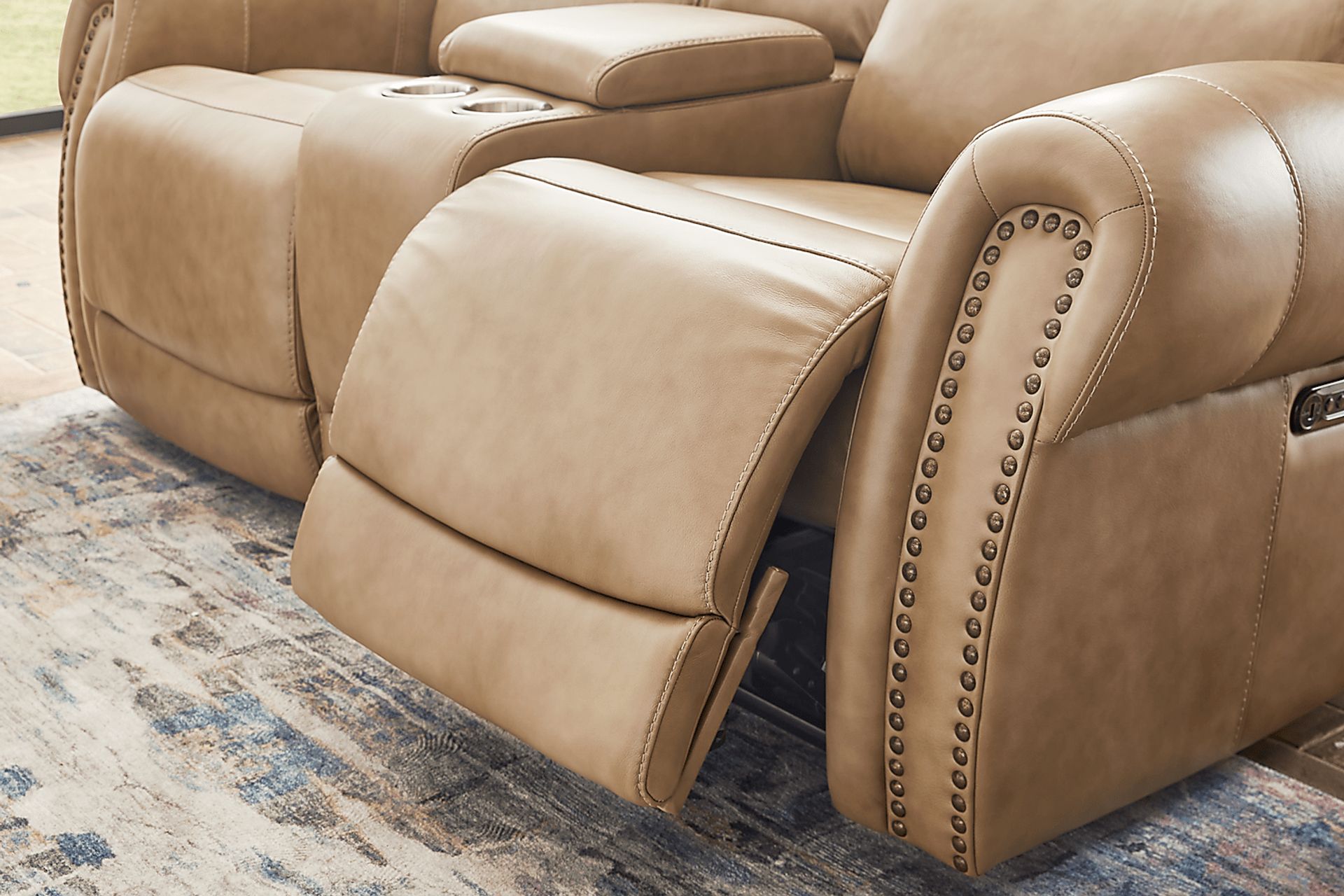Churchill Taupe Dual Power Reclining Loveseat - Image 3