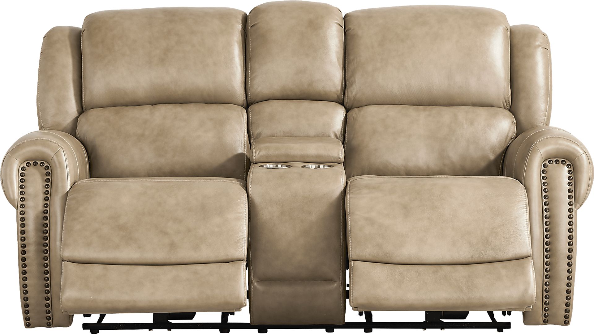 Churchill Taupe Dual Power Reclining Loveseat - Image 1