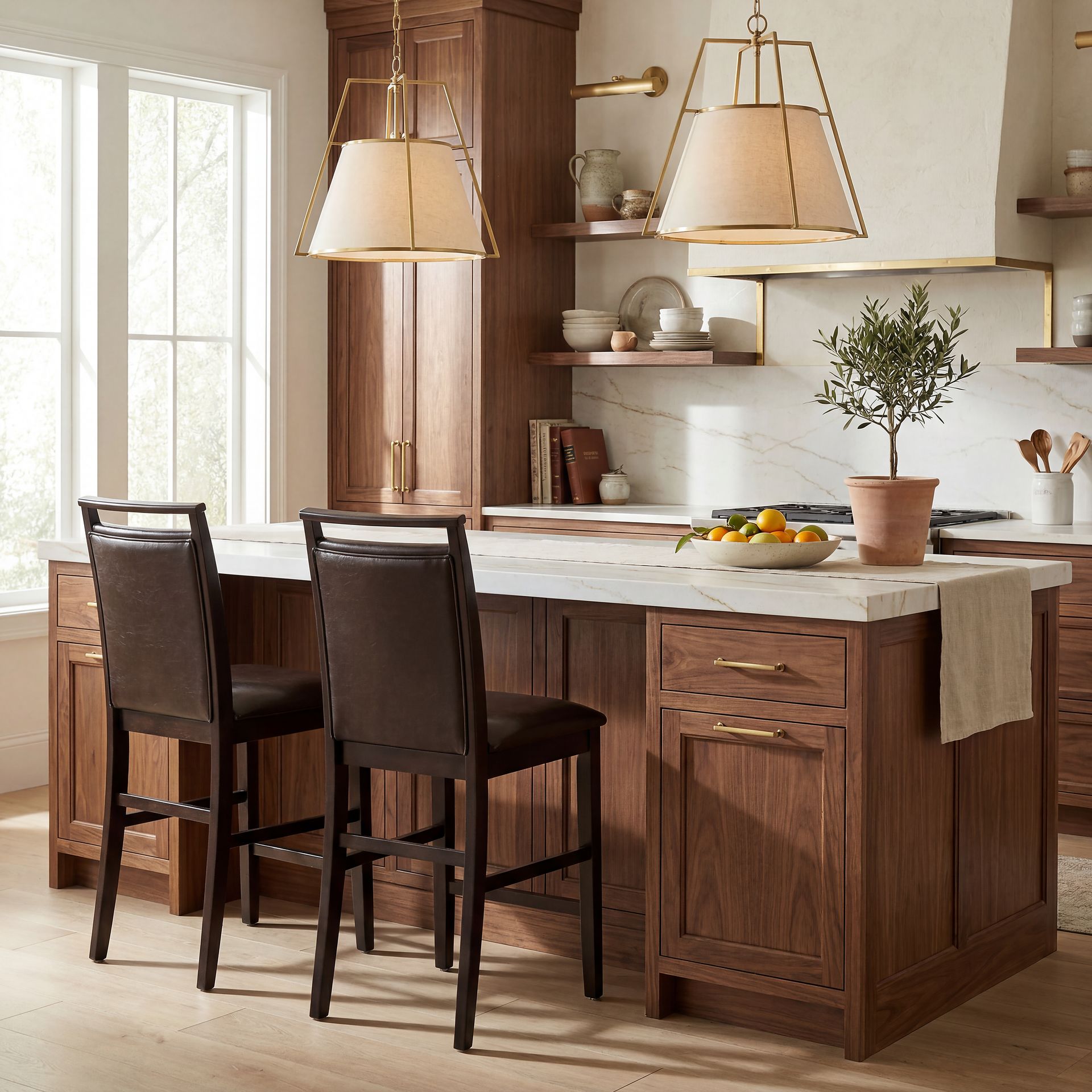 Ciara Espresso 5 Pc 54" Round Counter Height Dining Set with Brown Stools - Image 7
