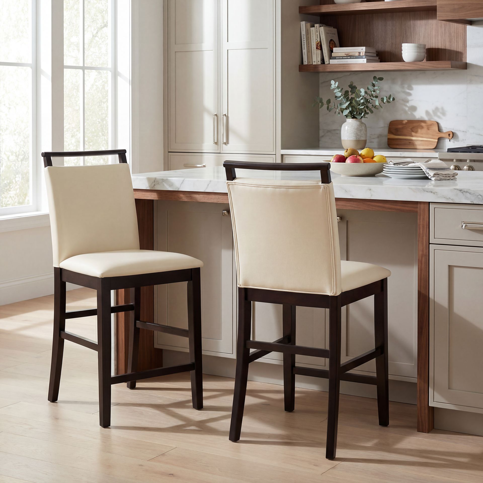 Ciara Espresso 5 Pc 48" Round Counter Height Dining Set with Cream Stools - Image 8