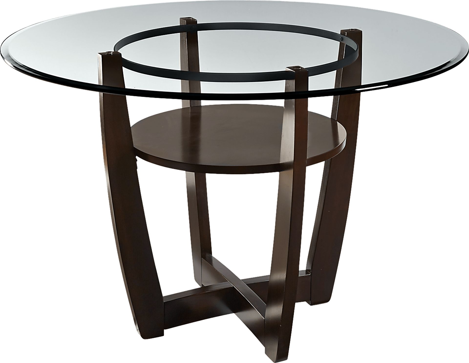 Ciara Espresso 5 Pc 48" Round Counter Height Dining Set with Red Stools - Image 3