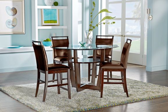 Ciara Espresso 5 Pc 48" Round Counter Height Dining Set with Brown Stools