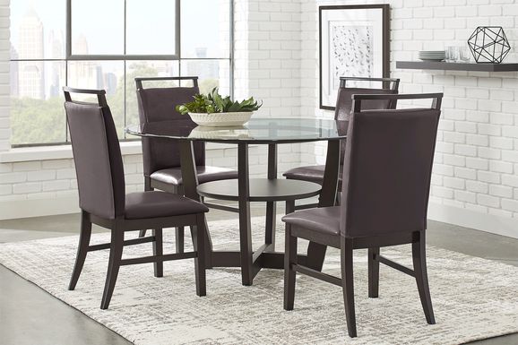 Ciara Espresso 5 Pc 48" Round Dining Set with Brown Chairs