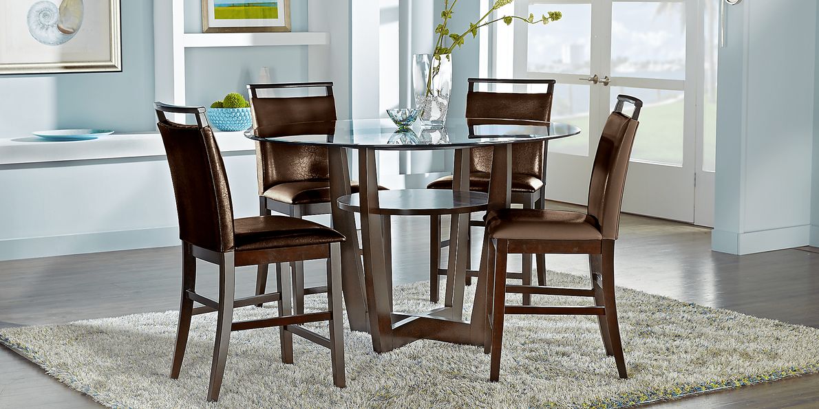 Ciara 5 Pc Espresso Dark Wood Brown Dining Room Set With Counter Height