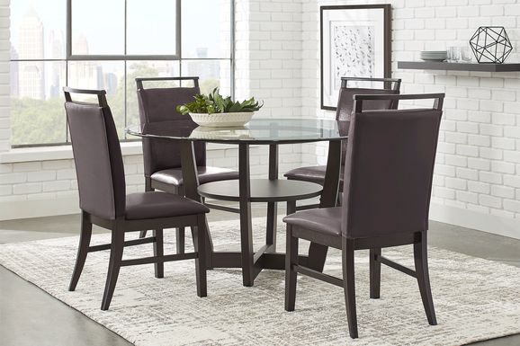 Ciara Espresso 5 Pc 54" Round Dining Set with Brown Chairs