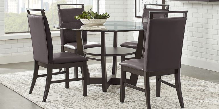 Ciara Espresso 5 Pc 54" Round Dining Set with Brown Chairs