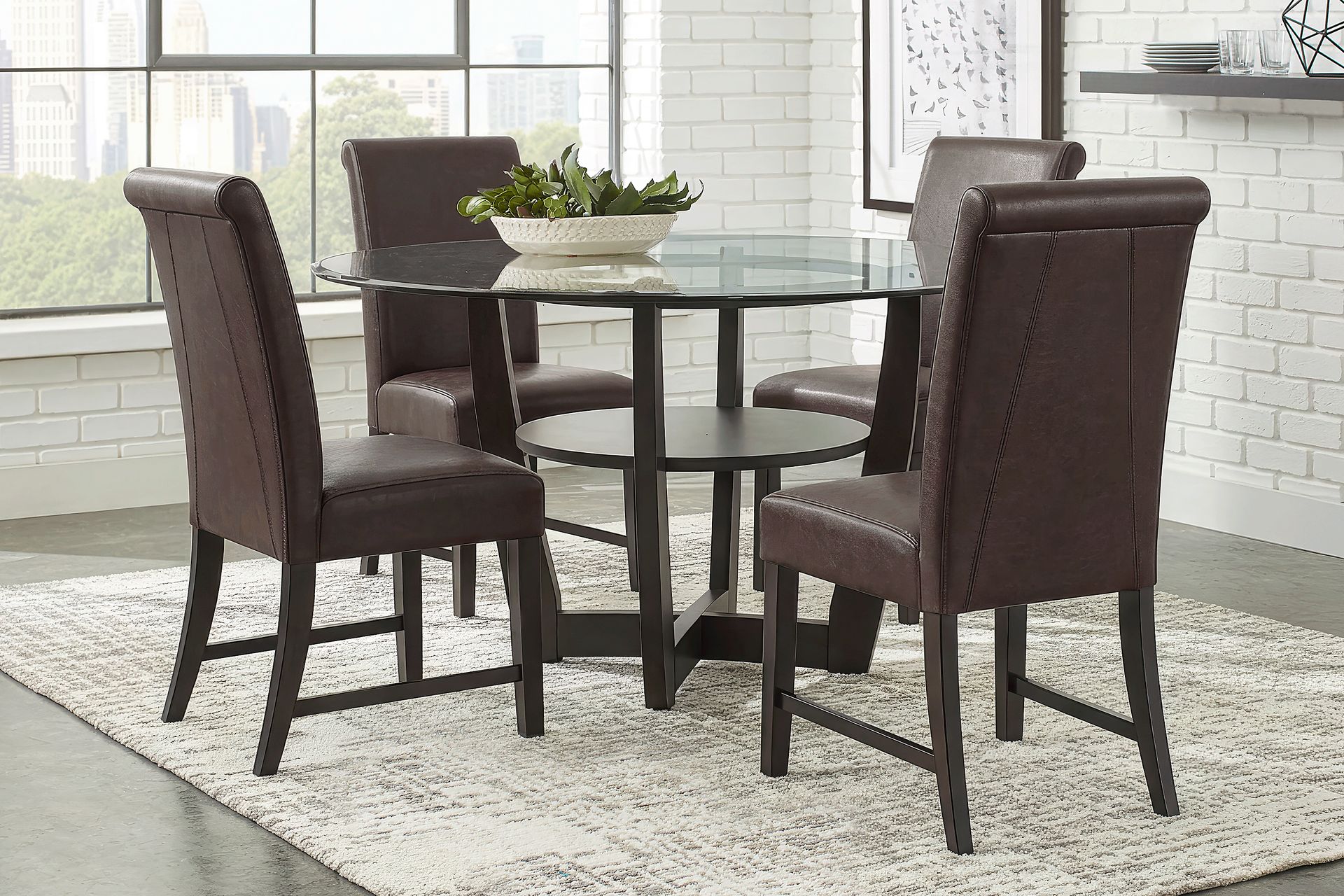 Ciara Espresso 5 Pc Round Dining Room with Chocolate Chairs - Image 1