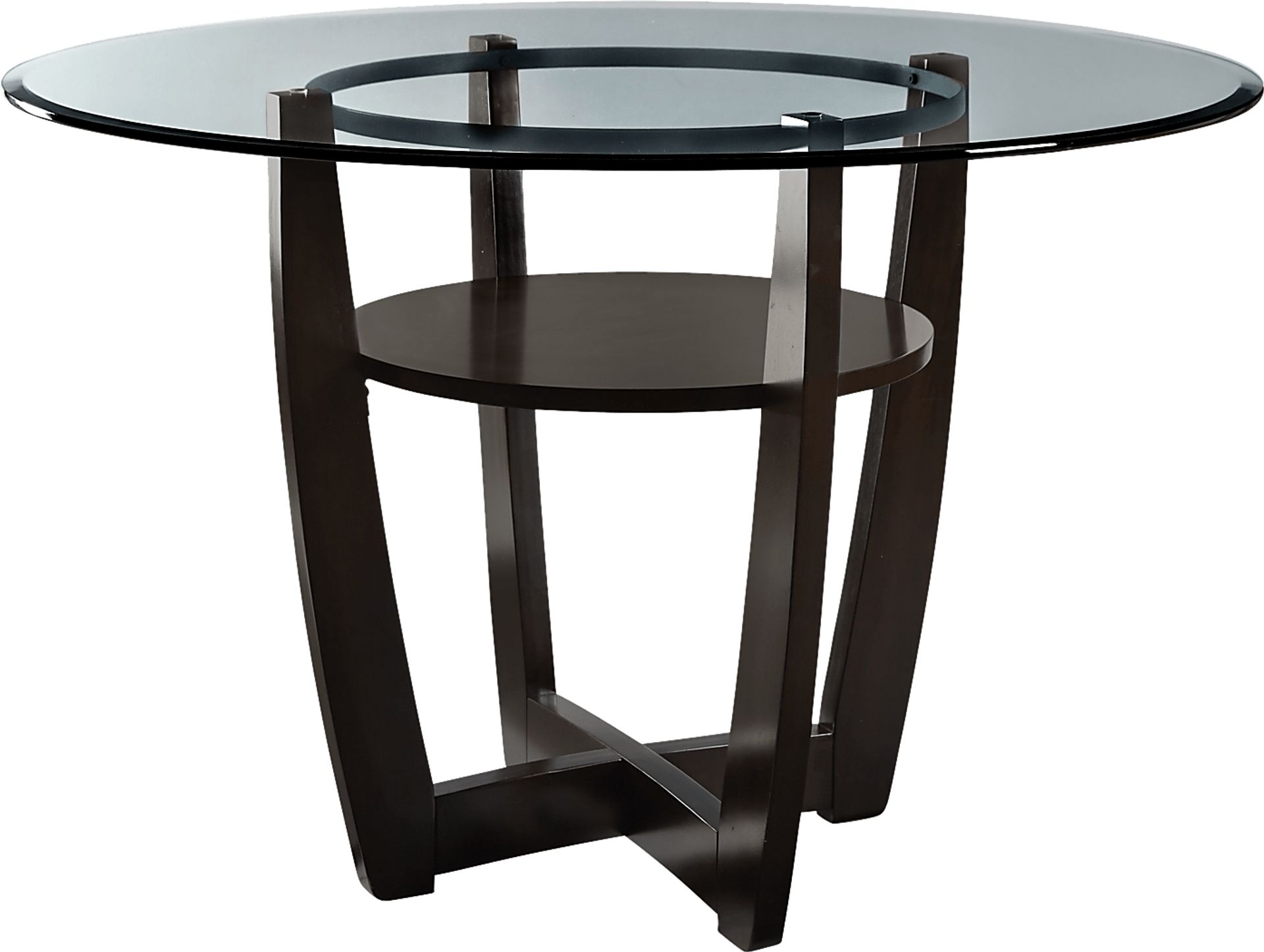 Ciara Espresso 5 Pc 54" Round Counter Height Dining Set with Red Stools - Image 2