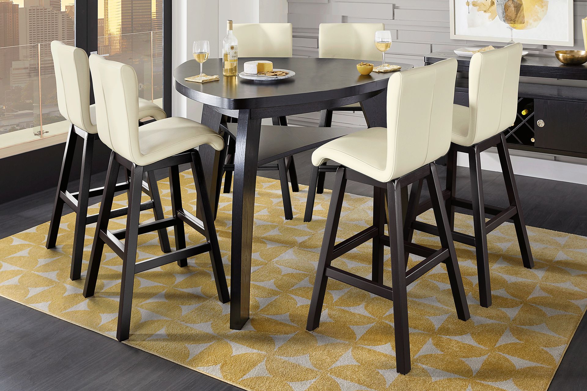Cider Creek Chocolate 7 Pc Bar Height Dining Room with Vanilla Stools - Image 1