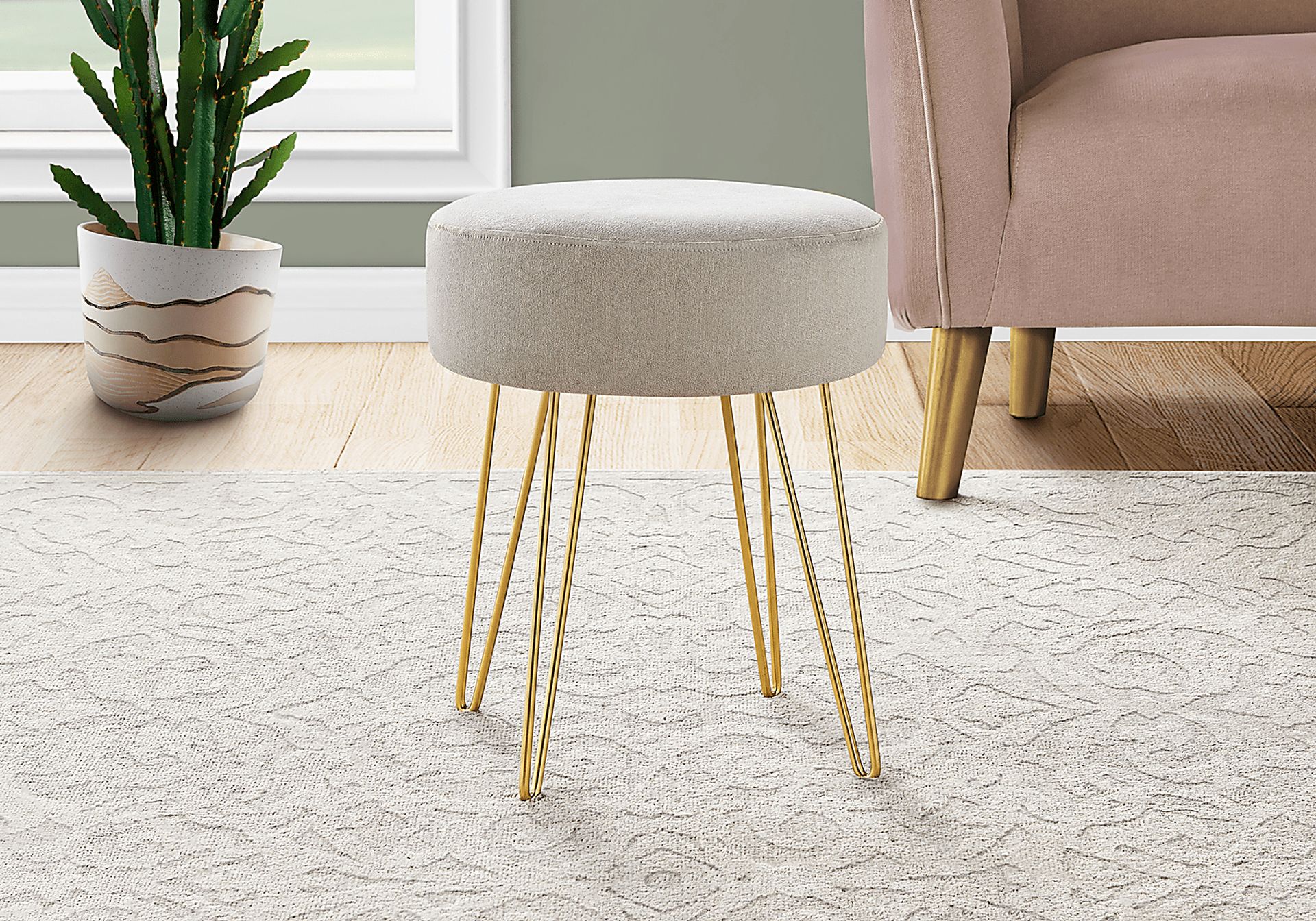 Cinderlane Beige Ottoman - Image 2