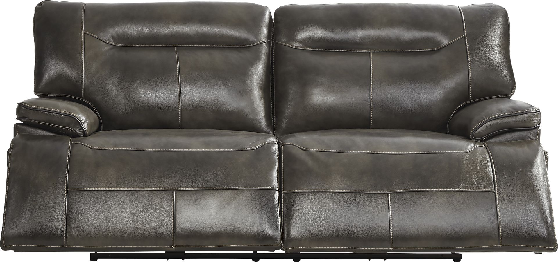 Bernsley Gray Leather Reclining Sofa - Image 1