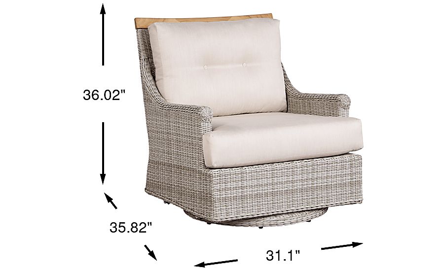 Cindy Crawford Home Hamptons Cove Gray Outdoor Swivel Chair with Flax