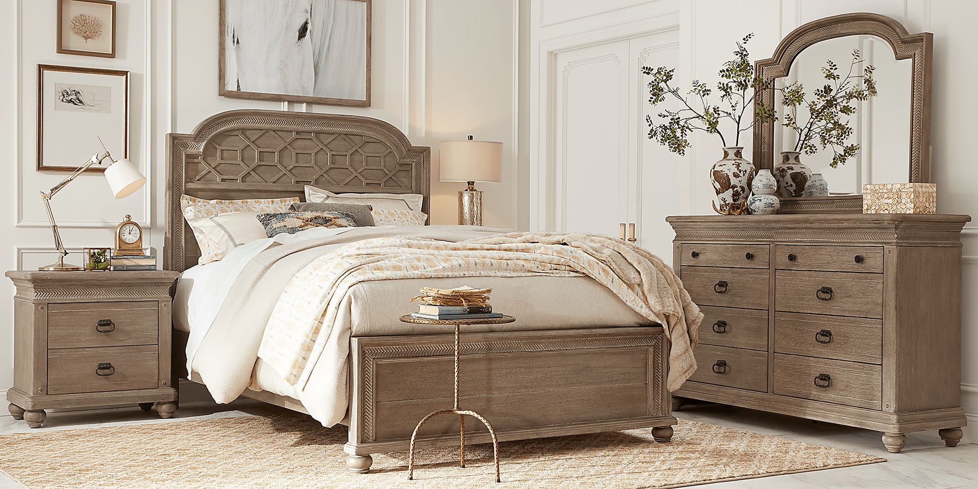 Cindy Crawford Home Abbington Gray 8 Pc King Panel Bedroom - Image 1