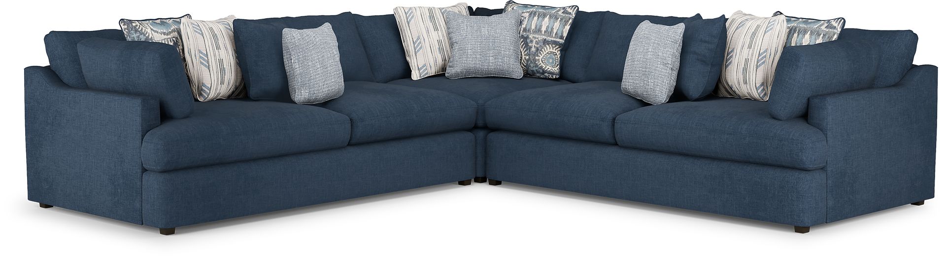 Cindy Crawford Home Aldon Boulevard Navy 3 Pc Sectional - Image 1