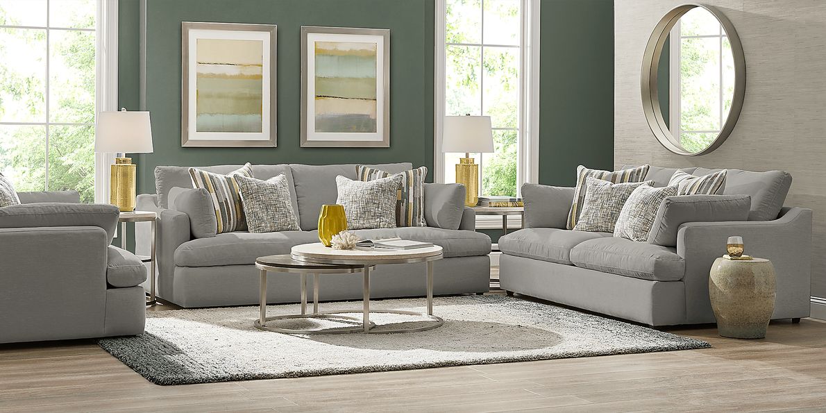 Cindy Crawford Aldon Park 5 Pc Gray Chenille Fabric Living Room Set ...