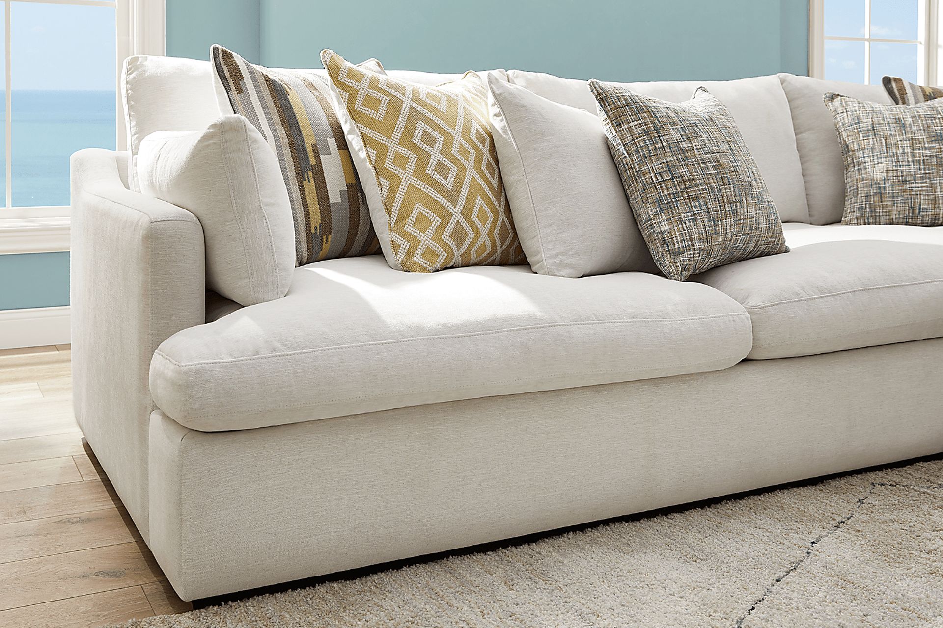 Cindy Crawford Aldon Park 6 Pc White Fabric Living Room Set Cindy Crawford Aldon Park 6 Pc White Fabric Living Room Set
