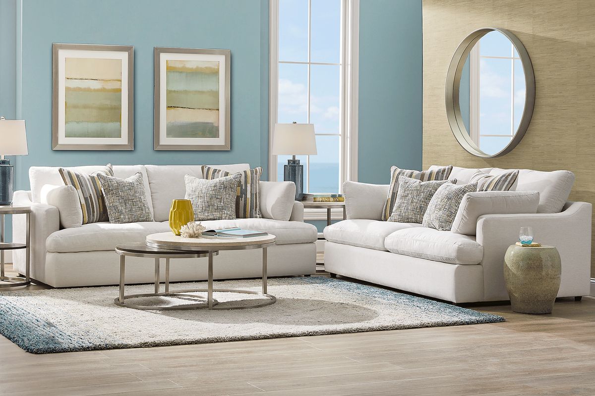 Cindy Crawford Aldon Park 8 Pc White Fabric Living Room Set With
