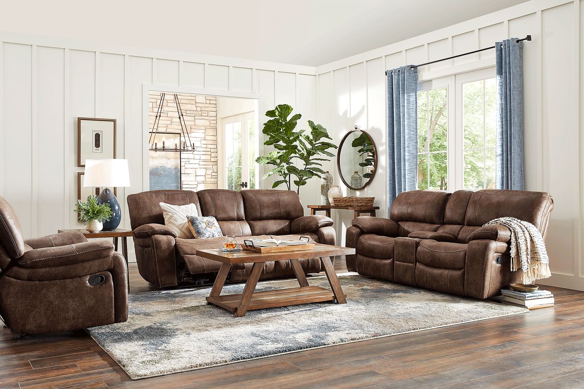 Cindy Crawford Alpen Ridge 2 Pc Brown Microfiber Manual Reclining