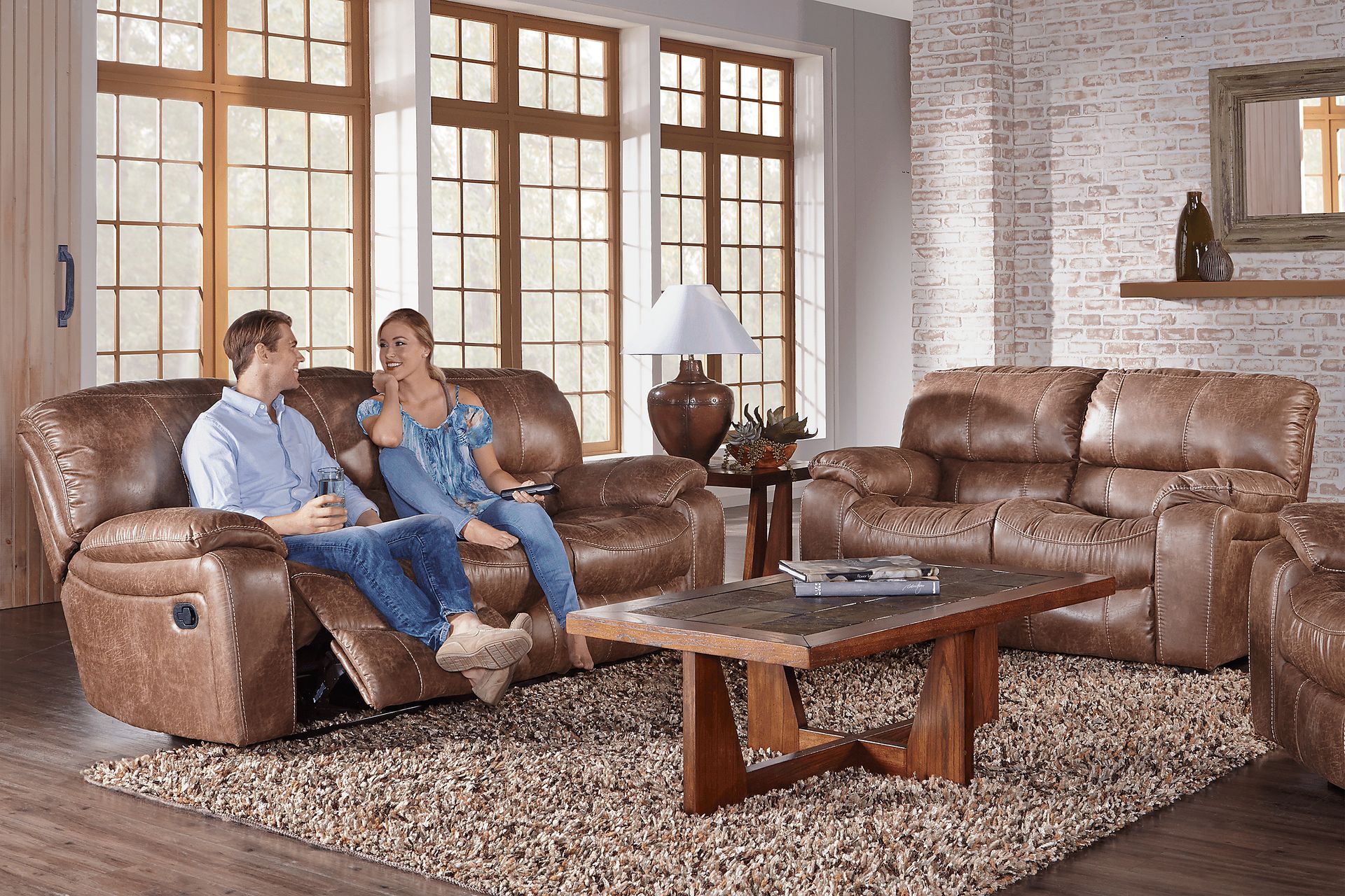 Cindy Crawford Alpen Ridge Brown 8Pc Classic Living Room - Image 1