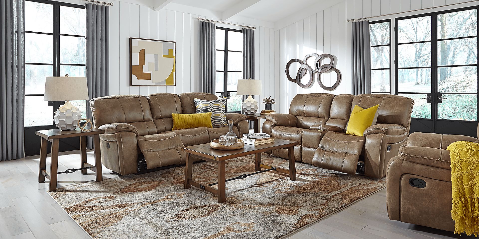 Cindy Crawford Home Alpen Ridge Tan 5 Pc Reclining Living Room - Image 2