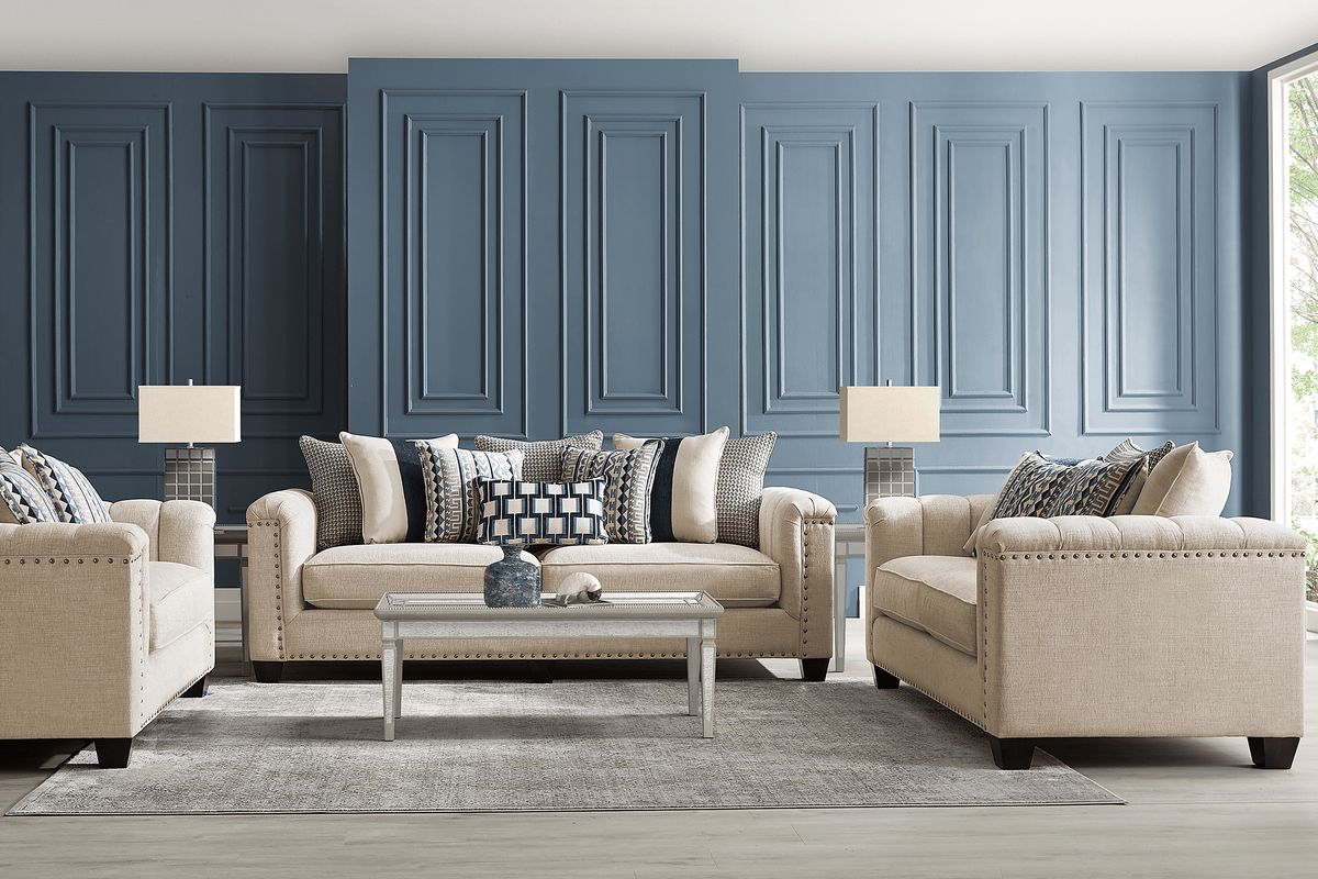Cindy Crawford Asher Place 2 Pc Beige Woven Living Room Set With Sofa ...