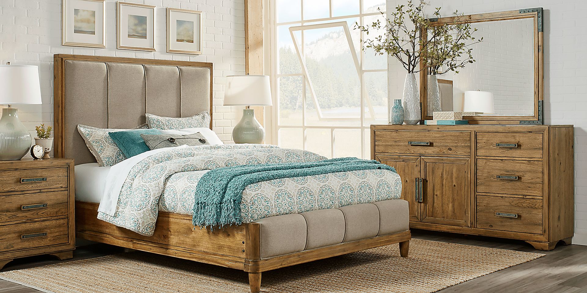 Cindy Crawford Home Aspen Lakes Hickory 7 Pc King Upholstered Bedroom - Image 1