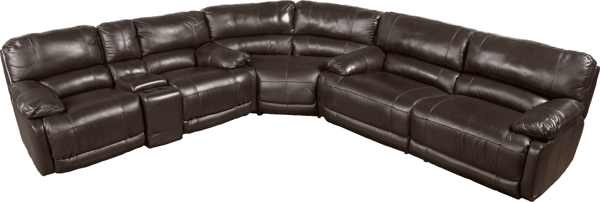 Cindy Crawford Home Auburn Hills Brown Leather 3 Pc Reclining Sectional - Image 1