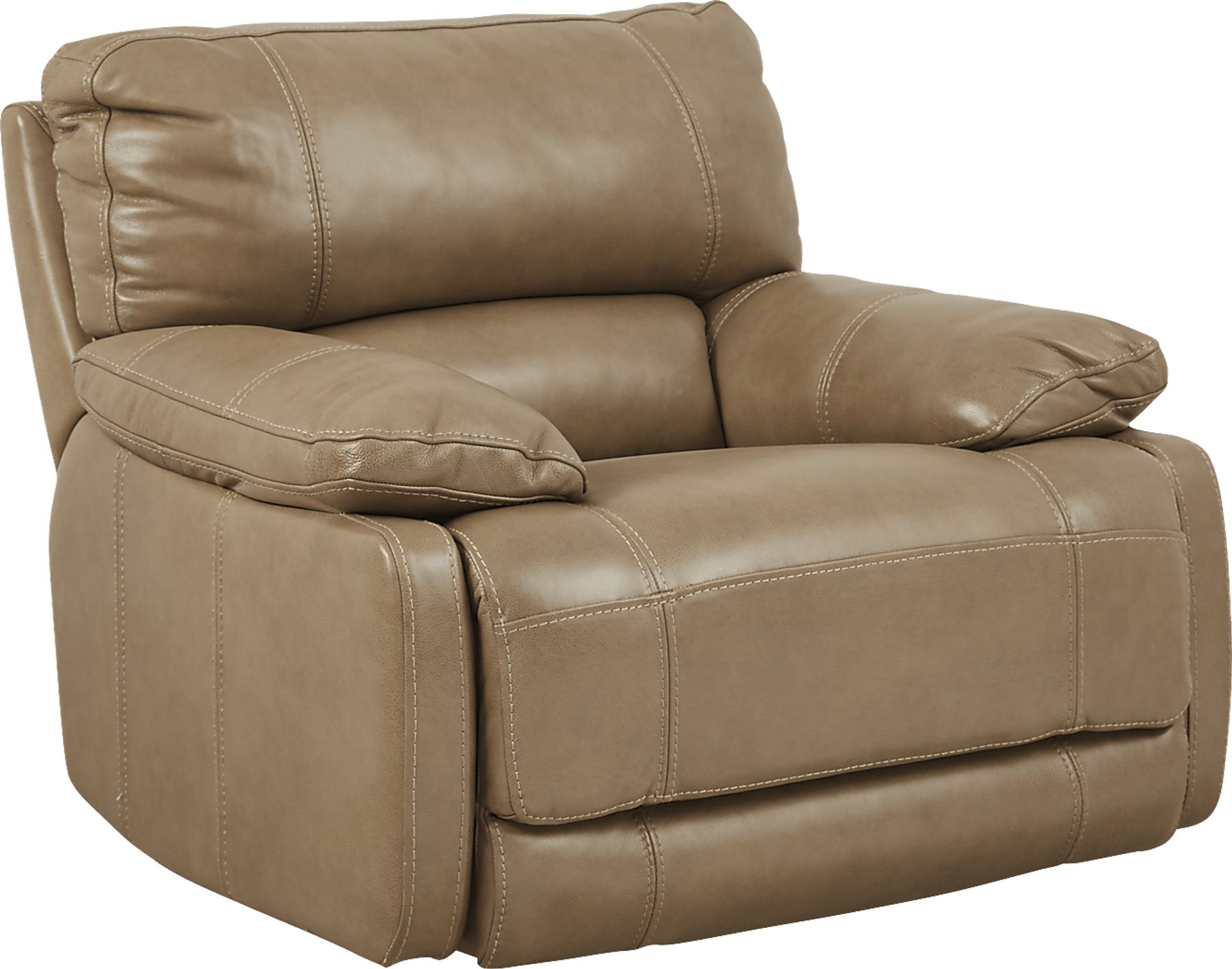 Cindy Crawford Home Auburn Hills Mushroom Leather Power Recliner - Image 1