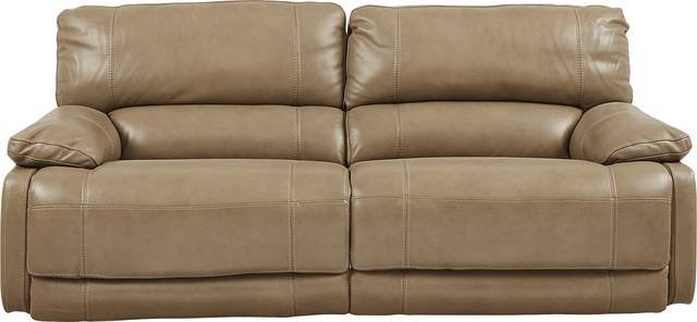 Cindy Crawford Home Auburn Hills Mushroom Leather Reclining Sofa - Thumbnail - Image 1