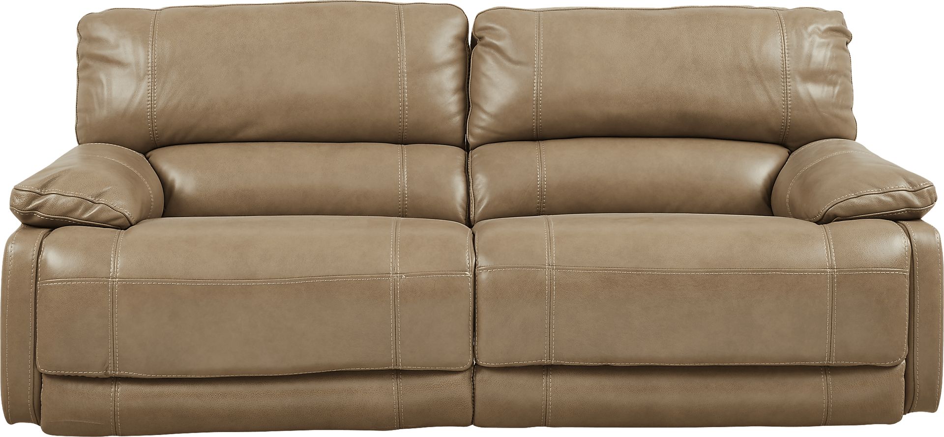 Cindy Crawford Home Auburn Hills Mushroom Leather Reclining Sofa - Image 1