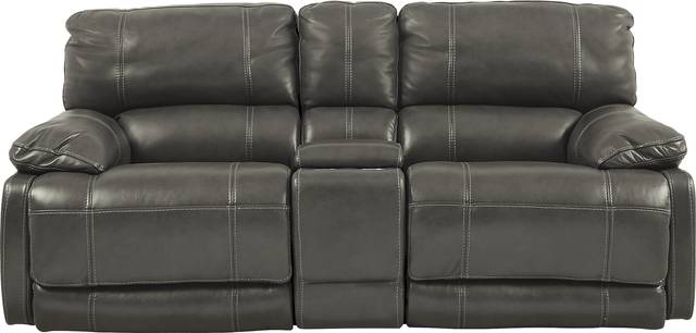 Cindy Crawford Home Auburn Hills Steel Leather Glider Reclining Loveseat - Thumbnail - Image 1