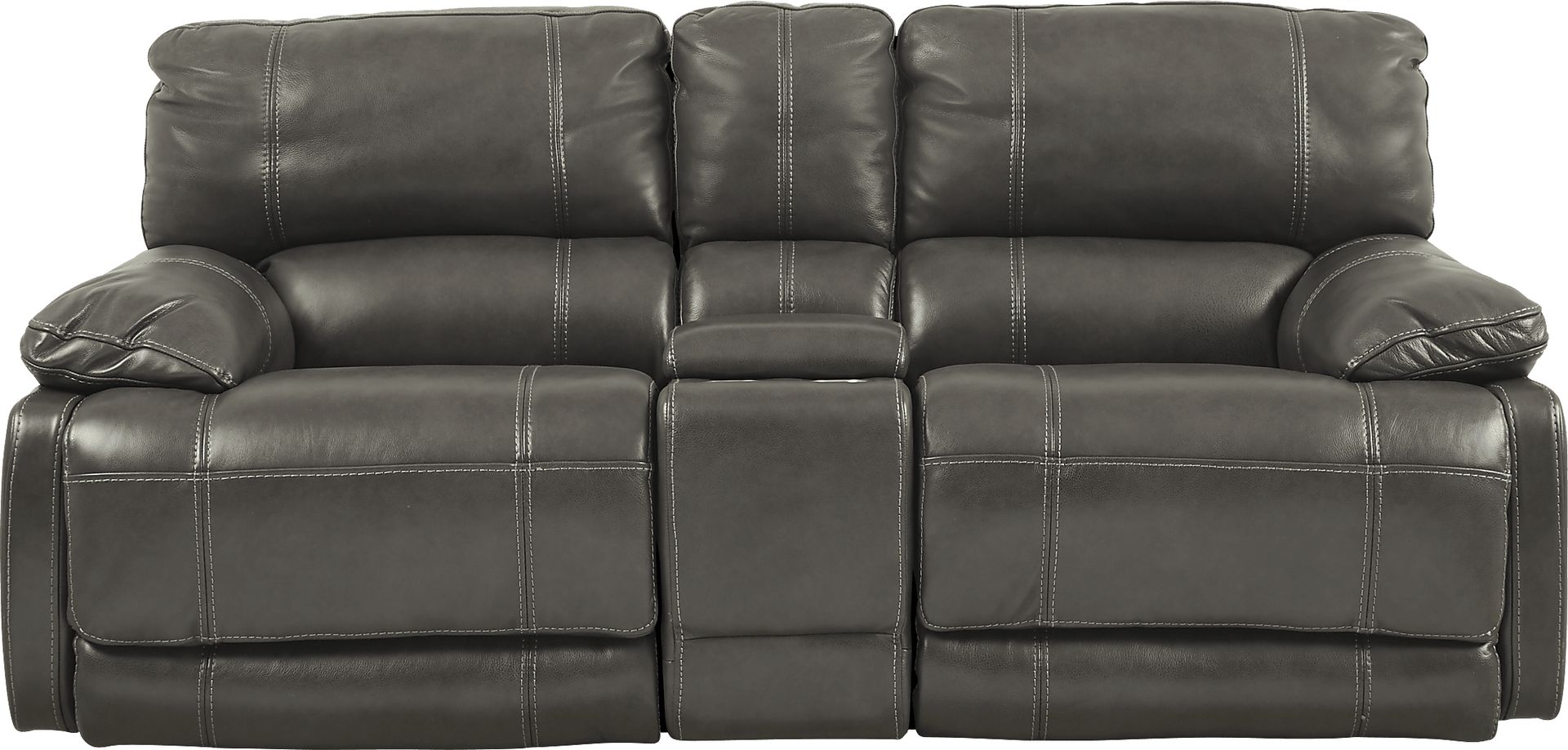 Cindy Crawford Home Auburn Hills Steel Leather Glider Reclining Loveseat - Image 1