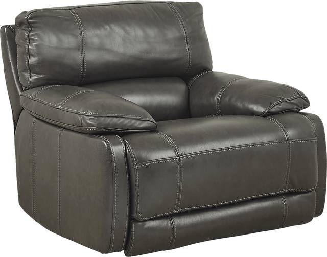 Cindy Crawford Home Auburn Hills Steel Leather Power Recliner - Thumbnail - Image 1