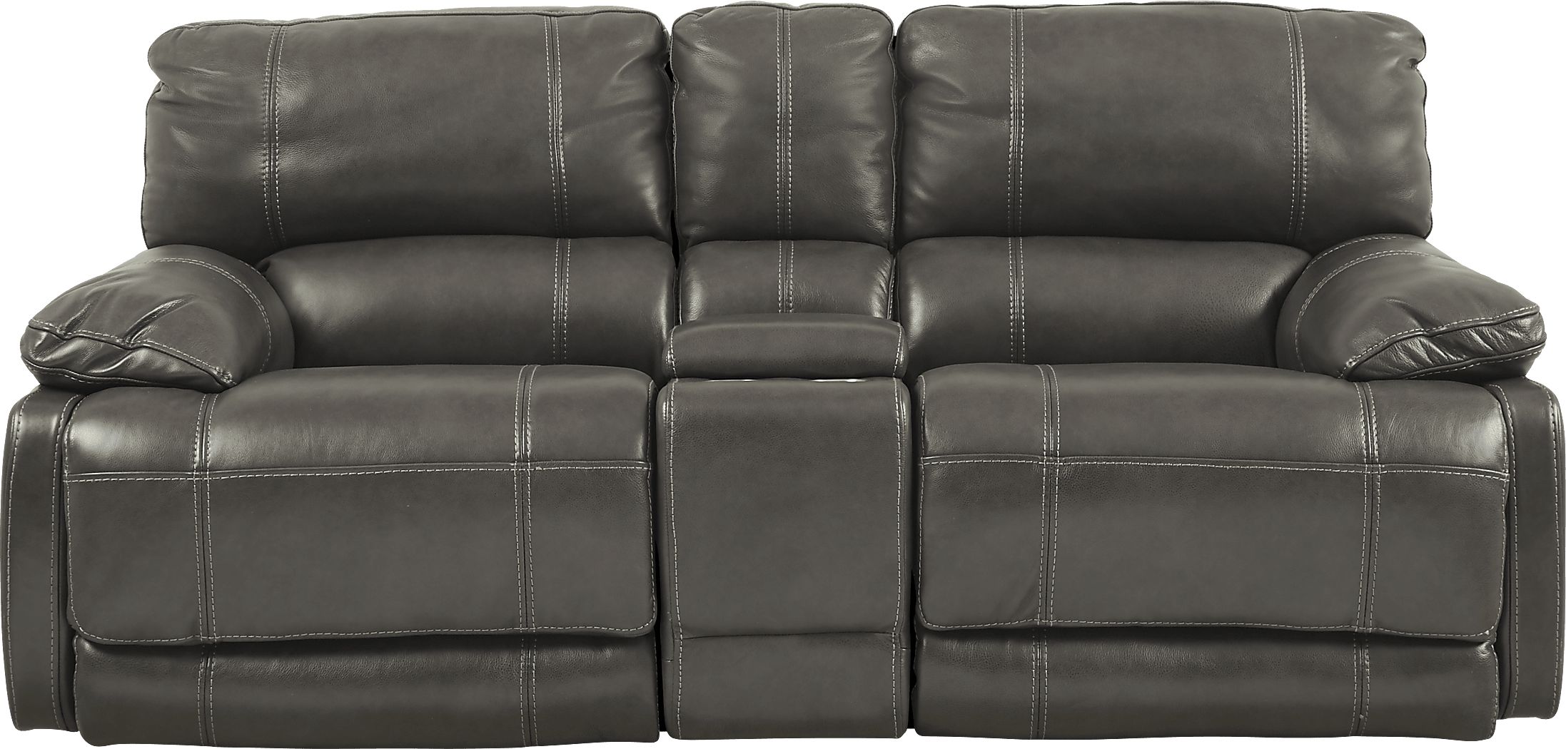 Cindy Crawford Auburn Hills Gray Leather Power Reclining Loveseat