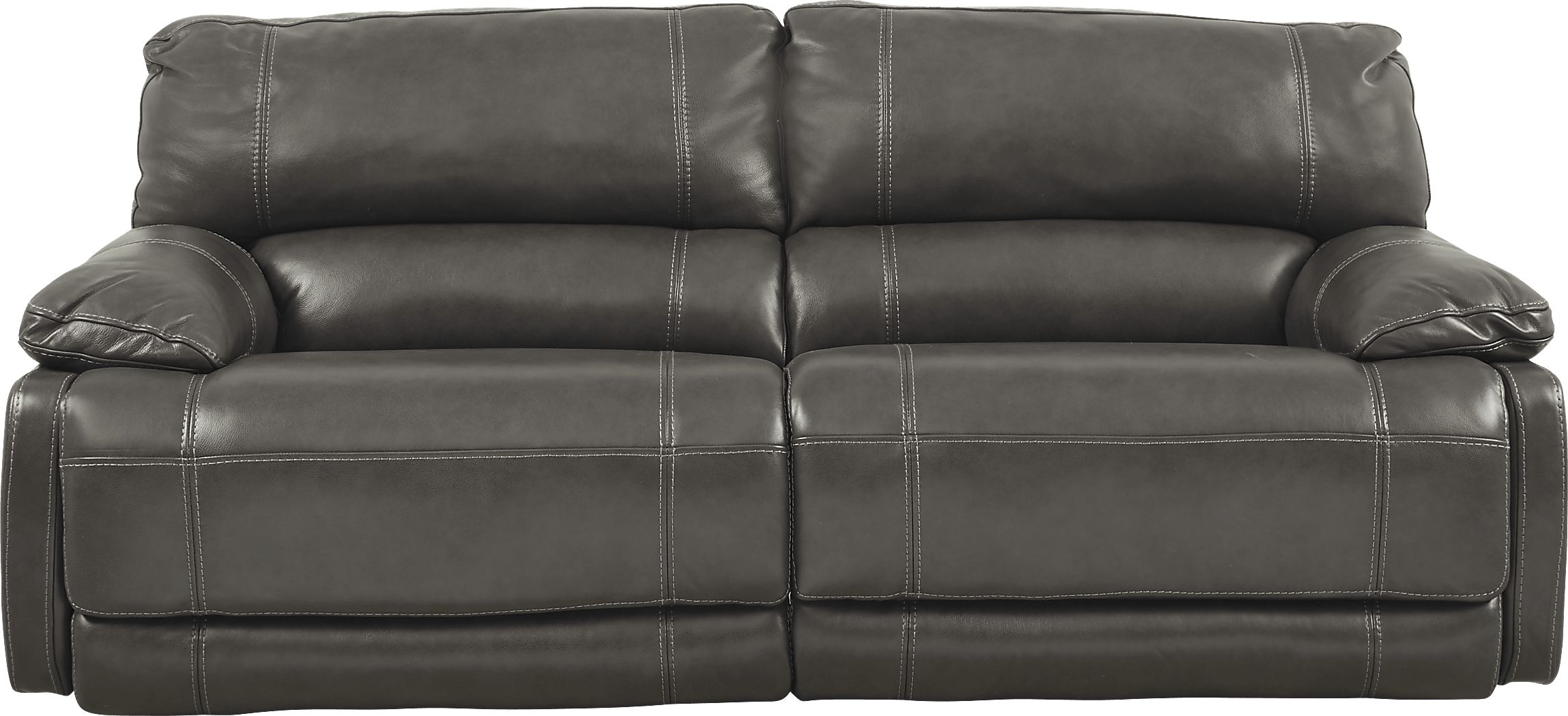 Cindy Crawford Auburn Hills Gray Leather Manual Reclining Sofa