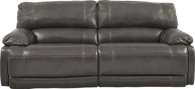 Cindy Crawford Home Auburn Hills Steel Leather Reclining Sofa - Thumbnail - Image 1