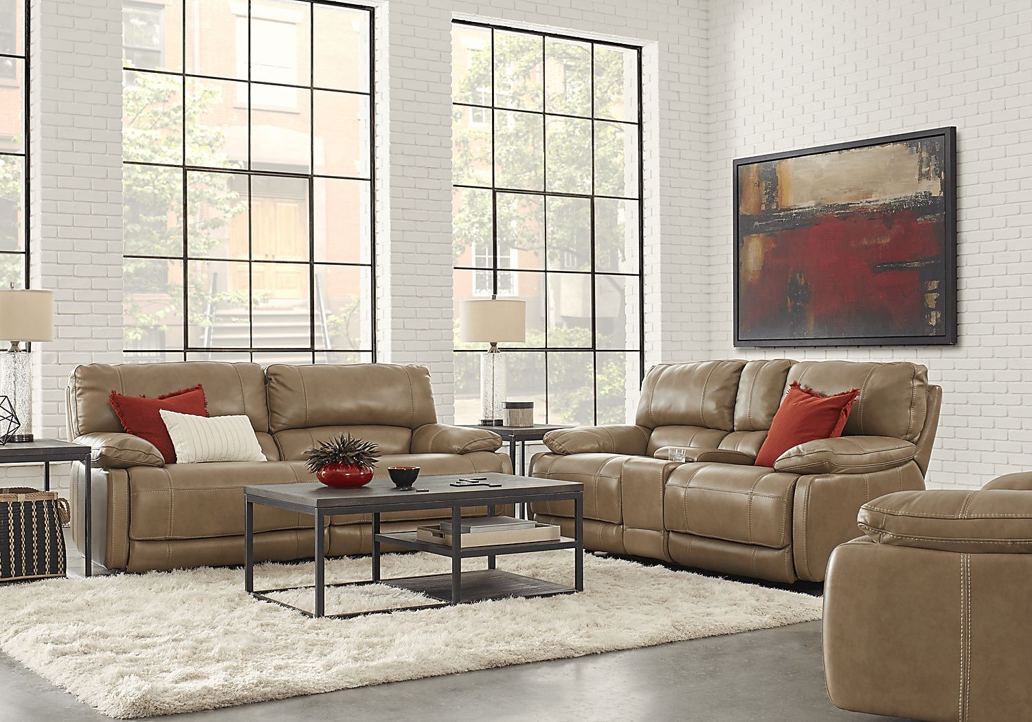 Cindy Crawford Auburn Hills 3 Pc Mushroom Brown Leather Manual