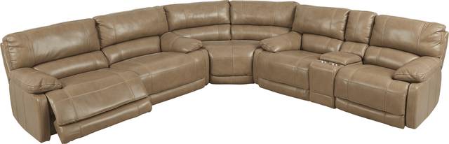 Cindy Crawford Home Auburn Hills Mushroom Leather 3 Pc Reclining Sectional - Thumbnail - Image 3